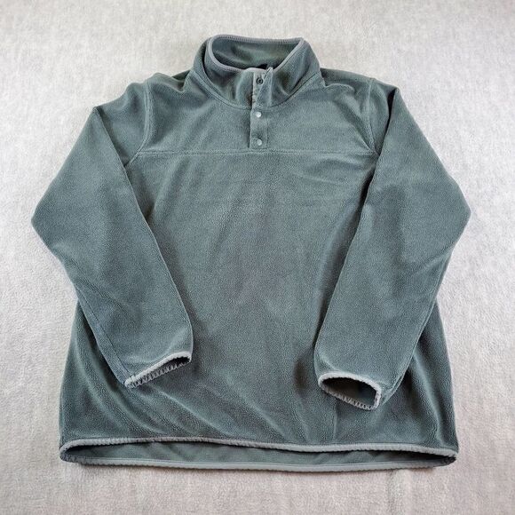32 Degrees Sweaters - 32 Degrees Heat Sweater Womens Medium Green Fleece 1/4 Snap Pullover